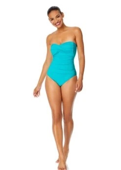 Women's Live In Color Twist Front Shirred One Piece Swimsuit(Womens Live In Color Twist Front Shirred One Piece Swimsuit 16) -Anne Cole Store MYMO00501 SEGR SeafoamGreen 657