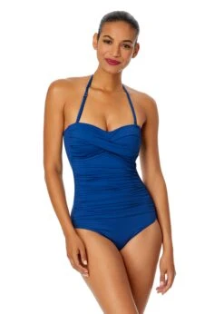 Women's Live In Color Twist Front Shirred One Piece Swimsuit(Womens Live In Color Twist Front Shirred One Piece Swimsuit 17) -Anne Cole Store MYMO00501 SLB SlateBlue 506 FRONT