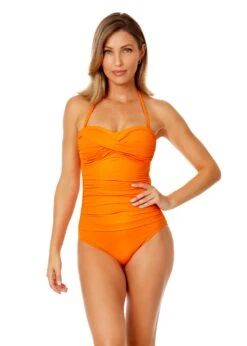 Women's Live In Color Twist Front Shirred One Piece Swimsuit(Womens Live In Color Twist Front Shirred One Piece Swimsuit 11)
