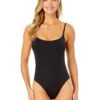 Women's Live In Color Vintage Lingerie Maillot One Piece Swimsuit(Womens Live In Color Vintage Lingerie Maillot One Piece Swimsuit 5) -Anne Cole Store MYMO03801 BLK NoireBlack 005 FRONT