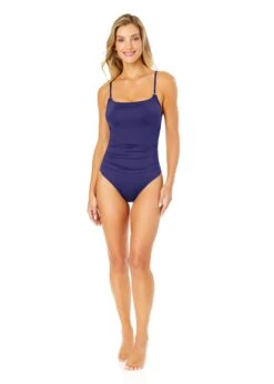 Women's Live In Color Shirred Lingerie Maillot One Piece(Anne Cole Shirred Lingerie Maillot One Piece 1) -Anne Cole Store MYMO05701 NAVY