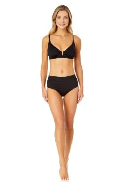 Women's Live In Color V Wire Underwire Bikini Top(Womens Live In Color V Wire Underwire Bikini Top 3) -Anne Cole Store MYMT11001 BLK MYMB36001 BLK 070