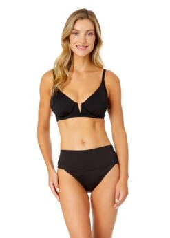 Women's Live In Color V Wire Underwire Bikini Top(Womens Live In Color V Wire Underwire Bikini Top 3) -Anne Cole Store MYMT11001 BLK MYMB37401 BLK 011 FRONT