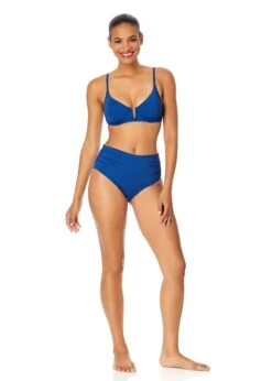 Women's Live In Color V Wire Underwire Bikini Top(Womens Live In Color V Wire Underwire Bikini Top 6) -Anne Cole Store MYMT11001 SLB SlateBlue MYMB36001 SLB SlateBlue 1803