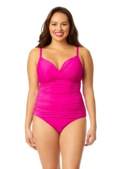 Women's Live In Color Twist Front Underwire Tankini Swim Top(Womens Live In Color Twist Front Underwire Tankini Swim Top 7)