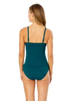 Women's Live In Color Twist Front Underwire Tankini Swim Top(Womens Live In Color Twist Front Underwire Tankini Swim Top 5) -Anne Cole Store MYMT23301 HUNTR HunterGreen MYMB36001 HUNTR 1994 BACK