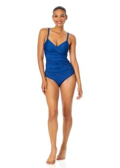 Women's Live In Color Twist Front Underwire Tankini Swim Top(Womens Live In Color Twist Front Underwire Tankini Swim Top 6) -Anne Cole Store MYMT23301 SLB SlateBlue MYMB36001 SLB SlateBlue 1935