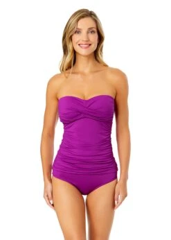 Women's Live In Color Twist Front Bandeaukini Swim Top(Womens Live In Color Twist Front Bandeaukini Swim Top 18)