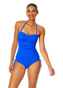 Women's Live In Color Twist Front Bandeaukini Swim Top(Womens Live In Color Twist Front Bandeaukini Swim Top 14) -Anne Cole Store MYMT25001ROY RoyalBlueMYMB30001 ROY 1643 FRONT