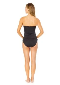 Women's Live In Color Twist Front Bandeaukini Swim Top(Anne Cole Twist Front Bandeaukini Swim Top 1) -Anne Cole Store MYMT25001 BLK NoireBlack MYMB36001 BLK 1093