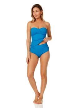 Women's Live In Color Twist Front Bandeaukini Swim Top(Womens Live In Color Twist Front Bandeaukini Swim Top 8) -Anne Cole Store MYMT25001 CRLN MYMB36001 CRLN 1100