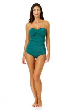 Women's Live In Color Twist Front Bandeaukini Swim Top(Womens Live In Color Twist Front Bandeaukini Swim Top 4) -Anne Cole Store MYMT25001 MYMB36001 GRNI 2092