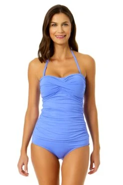 Women's Live In Color Twist Front Bandeaukini Swim Top(Womens Live In Color Twist Front Bandeaukini Swim Top 3) -Anne Cole Store MYMT25001 MYMB36001 PERI 877 1