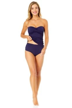 Women's Live In Color Twist Front Bandeaukini Swim Top(Anne Cole Twist Front Bandeaukini Swim Top 1) -Anne Cole Store MYMT25001 NAVY MYMB36001 NAVY 2026