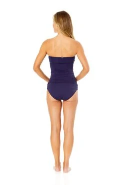 Women's Live In Color Twist Front Bandeaukini Swim Top(Anne Cole Twist Front Bandeaukini Swim Top 1) -Anne Cole Store MYMT25001 NAVY MYMB36001 NAVY 2045