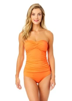Women's Live In Color Twist Front Bandeaukini Swim Top(Womens Live In Color Twist Front Bandeaukini Swim Top 12)