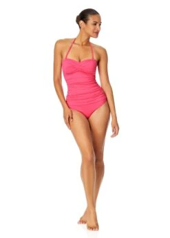 Women's Live In Color Twist Front Bandeaukini Swim Top(Womens Live In Color Twist Front Bandeaukini Swim Top 13) -Anne Cole Store MYMT25001 PKGL Pink Glow MYMB36001 PKGL 2446