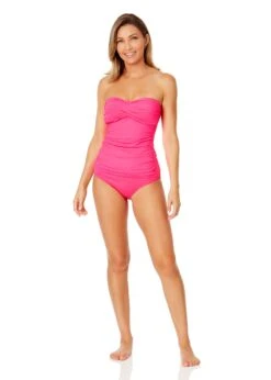 Women's Live In Color Twist Front Bandeaukini Swim Top(Womens Live In Color Twist Front Bandeaukini Swim Top 9) -Anne Cole Store MYMT25001 PPCH MYMB36001 PPCH 467