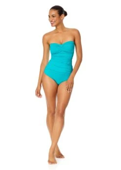 Women's Live In Color Twist Front Bandeaukini Swim Top(Womens Live In Color Twist Front Bandeaukini Swim Top 15) -Anne Cole Store MYMT25001 SEGR Seafoam Green MYMB36001 SEGR 2881
