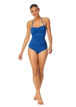 Women's Live In Color Twist Front Bandeaukini Swim Top(Womens Live In Color Twist Front Bandeaukini Swim Top 16) 9 Women's Live In Color Twist Front Bandeaukini Swim Top(Womens Live In Color Twist Front Bandeaukini Swim Top 16) -Anne Cole Store MYMT25001 SLB Slate Blue MYMB36001 SLB Slate Blue 2065