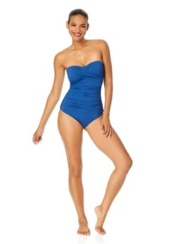 Women's Live In Color Twist Front Bandeaukini Swim Top(Womens Live In Color Twist Front Bandeaukini Swim Top 16) 10 Women's Live In Color Twist Front Bandeaukini Swim Top(Womens Live In Color Twist Front Bandeaukini Swim Top 16) -Anne Cole Store MYMT25001 SLB Slate Blue MYMB36001 SLB Slate Blue 2074