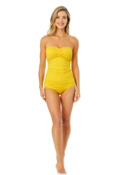 Women's Live In Color Twist Front Bandeaukini Swim Top(Womens Live In Color Twist Front Bandeaukini Swim Top 17) -Anne Cole Store MYMT25001 SNSH Sunshine Yellow MYMB36001 SNSH 519