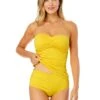 Women's Live In Color Twist Front Bandeaukini Swim Top(Womens Live In Color Twist Front Bandeaukini Swim Top 17) -Anne Cole Store MYMT25001 SNSH Sunshine Yellow MYMB36001 SNSH 526 FRONT
