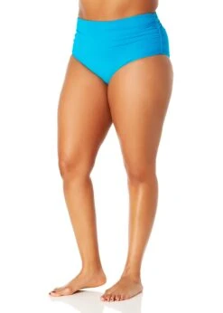 Women's Plus Size Live In Color High Waisted Shirred Bottom(Womens Plus Size Live In Color High Waisted Shirred Bottom 1) -Anne Cole Store MYPB36001 CRLN 1834