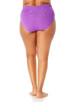 Women's Plus Size Live In Color High Waisted Shirred Bottom(Womens Plus Size Live In Color High Waisted Shirred Bottom 3) -Anne Cole Store MYPB36001 PURPLE 1745