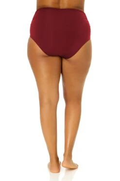 Women's Plus Size Live In Color High Waisted Shirred Bottom(Womens Plus Size Live In Color High Waisted Shirred Bottom) -Anne Cole Store MYPB36001 WINE 183