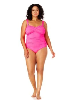 Women's Plus Size Live In Color Twist Front Shirred One Piece Swimsuit(Womens Plus Size Live In Color Twist Front Shirred One Piece Swimsuit) -Anne Cole Store MYPO00501 PPCH 1965