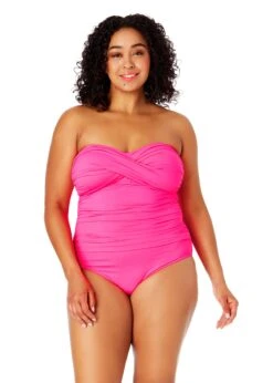 Women's Plus Size Live In Color Twist Front Shirred One Piece Swimsuit(Womens Plus Size Live In Color Twist Front Shirred One Piece Swimsuit) -Anne Cole Store MYPO00501 PPCH 1984 FRONT