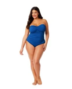 Women's Plus Live In Color Twist Front Shirred One Piece Swimsuit(Womens Plus Live In Color Twist Front Shirred One Piece Swimsuit) -Anne Cole Store MYPO00501 SLB SlateBlue 1159