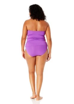 Women's Plus Size Live In Color Twist Front Bandeaukini Swim Top(Womens Plus Size Live In Color Twist Front Bandeaukini Swim Top) -Anne Cole Store MYPT25001 PURPLE MYPB36001 PURPLE 1678