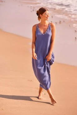 Women's V Neck Braided Shell Strap Cover Up(Womens V Neck Braided Shell Strap Cover Up) -Anne Cole Store blueshellibcu1