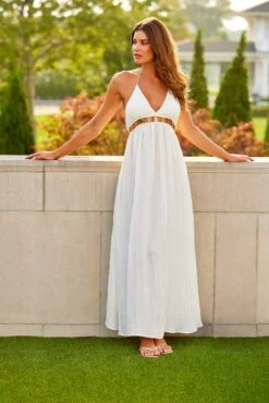 Women's V Neck Jewel Maxi Dress With Spaghetti Straps Cover Up(Womens V Neck Jewel Maxi Dress With Spaghetti Straps Cover Up 1) -Anne Cole Store wjm1